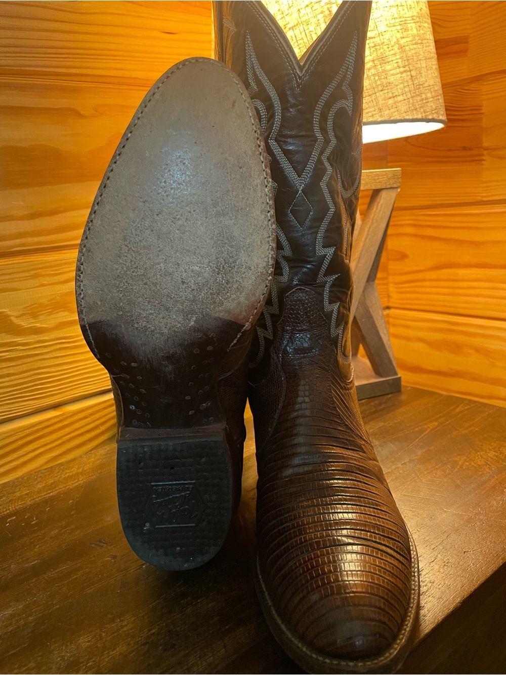 Men’s Tony Lama’s / Genuine Brown Lizard / Western Cowboy Boots / 10D - Picture 4 of 9
